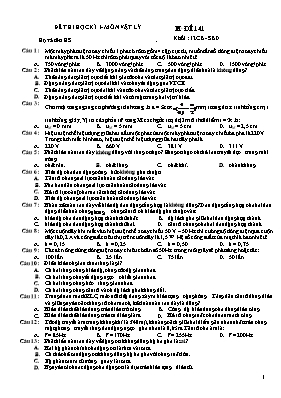 Đề thi học kì I Vật lí lớp 12 (Có đáp án) - Mã đề 141